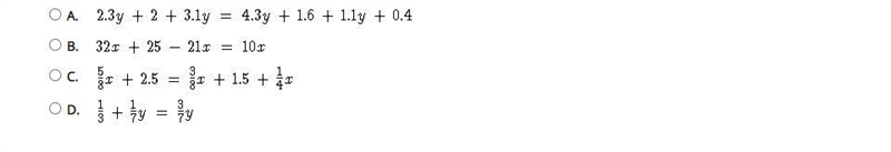 Select the correct answer. Which equation has no solution? look at image below-example-1