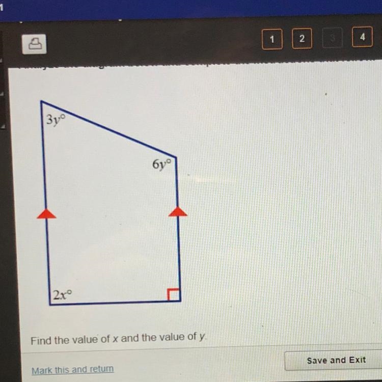 Find the value of x and the value of y.-example-1