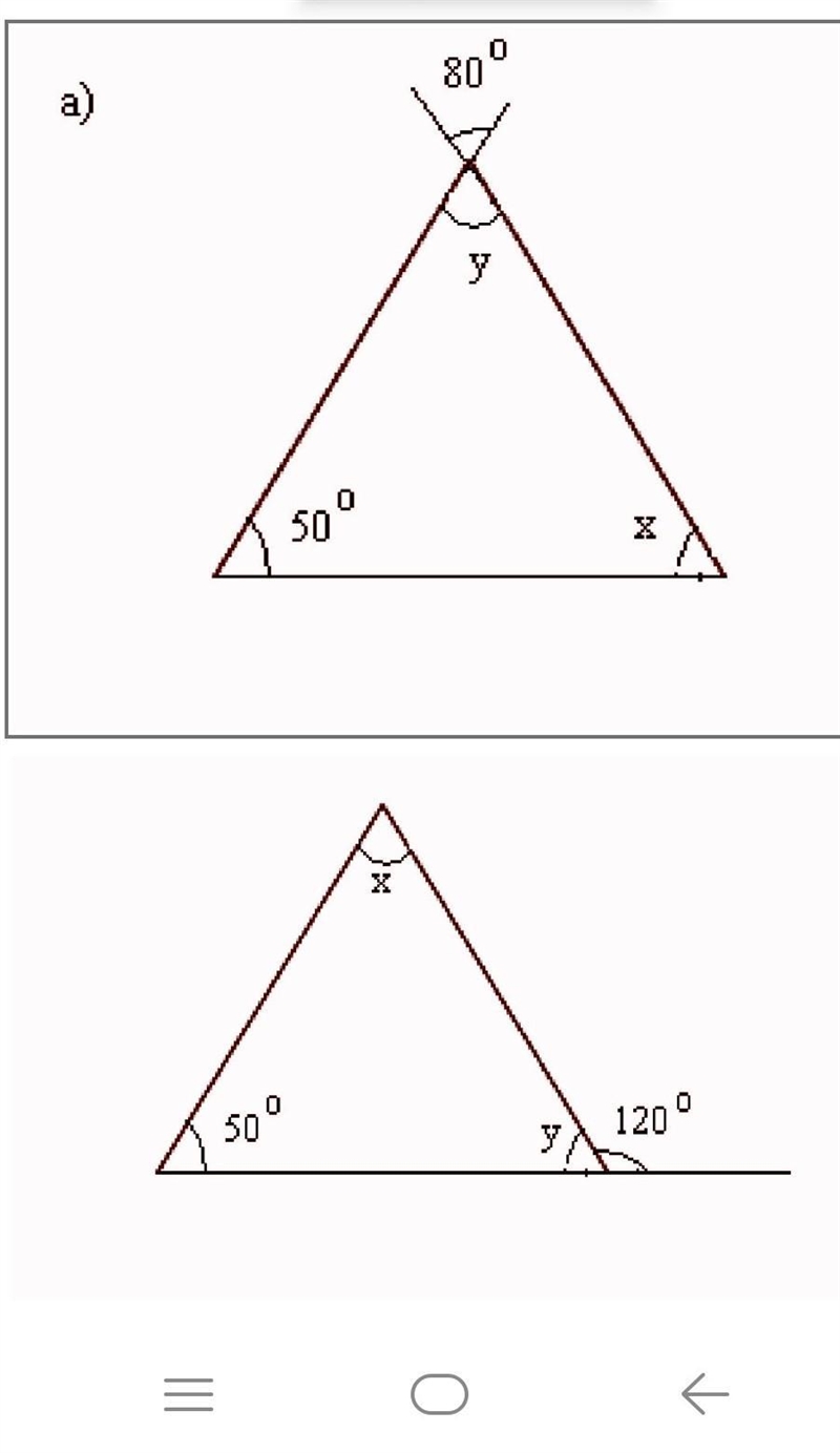 .Find the unknown angles in each of the following figures and mention the property-example-1