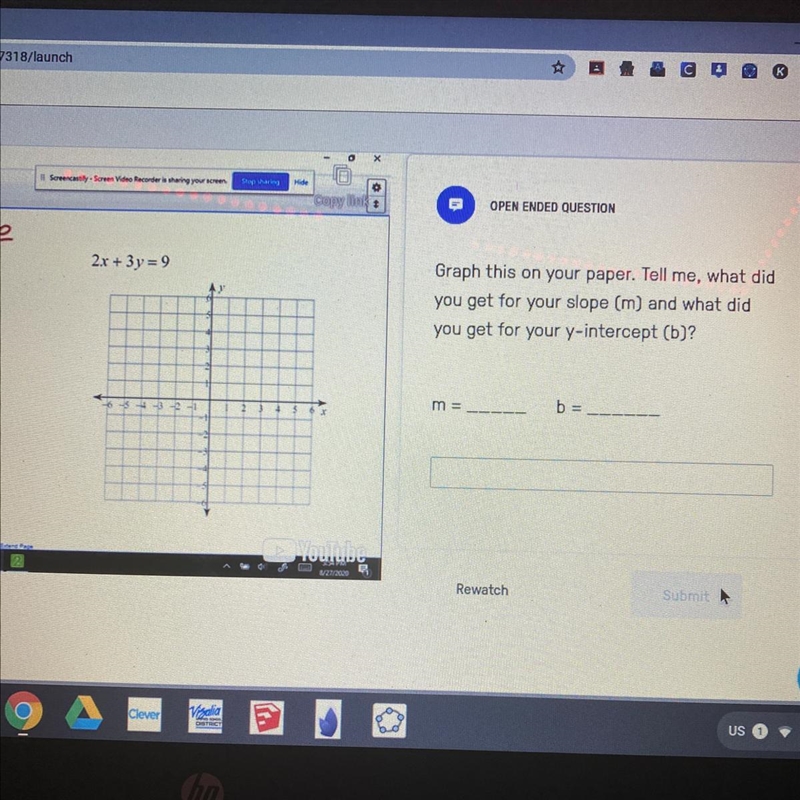 What is the slope and the g intercept ? ( i added the picture )-example-1