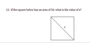 If the square below has an area of 50, what is the value of x-example-1