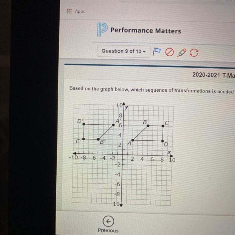 Based on the graph below, which sequence of transformations is needed to carry ABCD-example-1