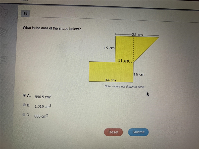 What is the area of the shape below-example-1