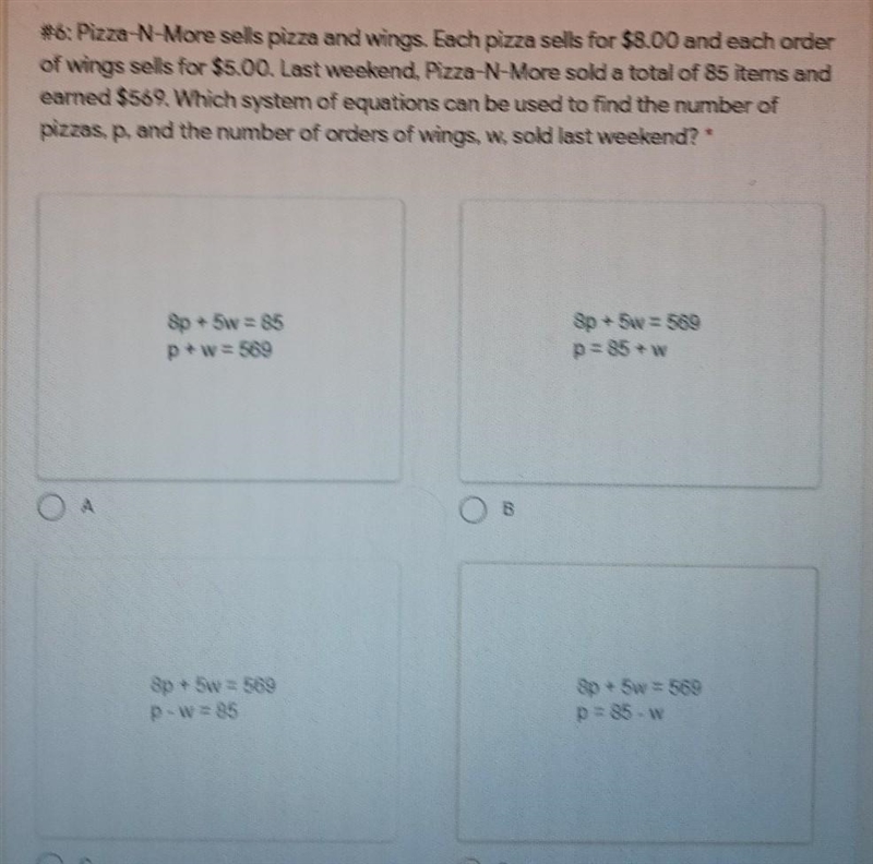 Can yall help me please, I'm not sure: #6: Pizza-N-More sells pizza and wings. Each-example-1