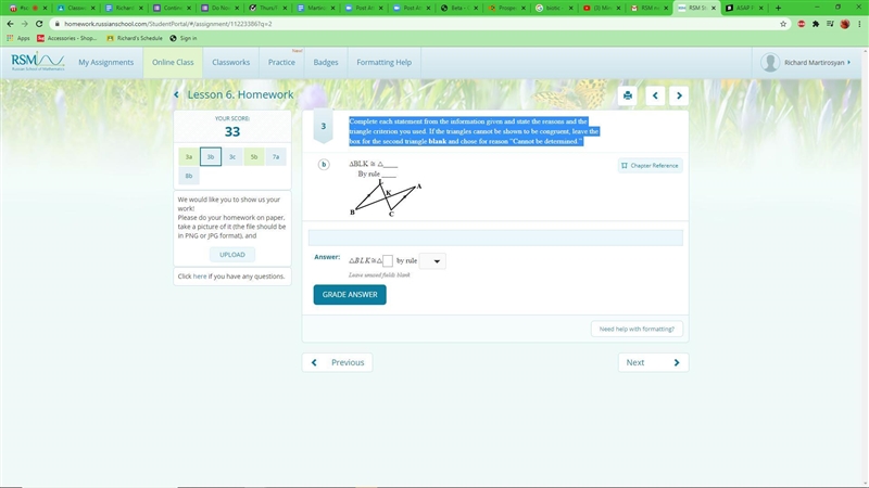 Complete each statement from the information given and state the reasons and the triangle-example-1