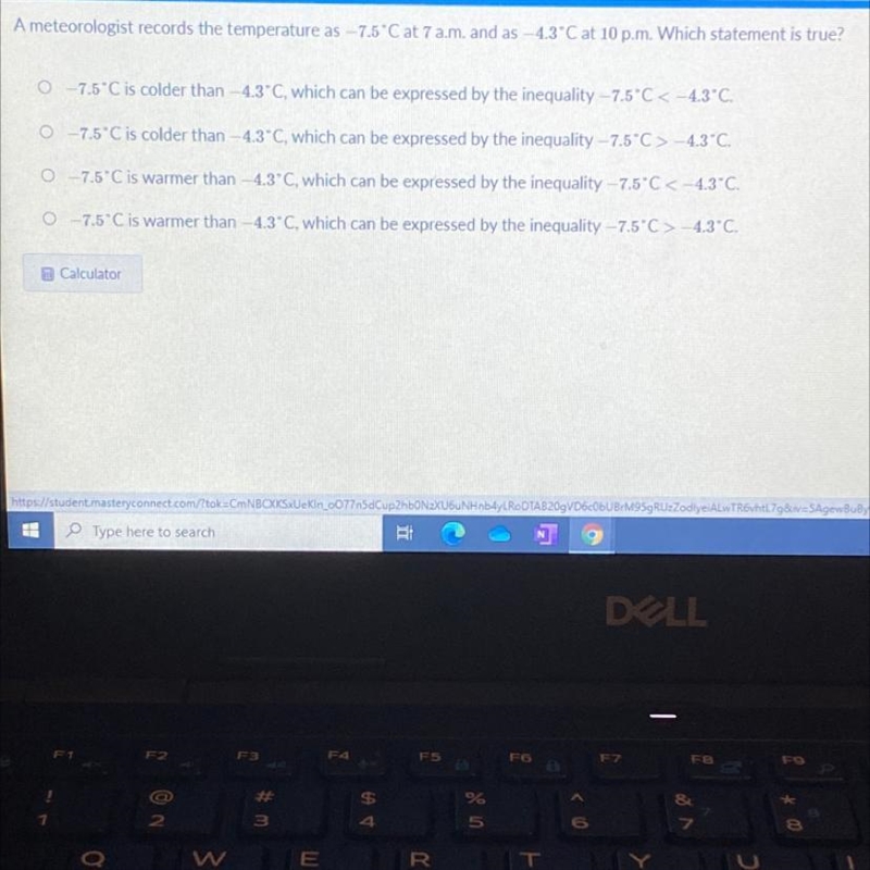 A meteorologist records the temperature as - 7.5°C at 7 a.m. and as-4.3°C at 10p.m-example-1