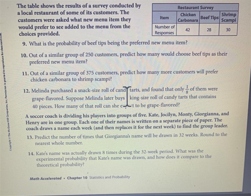 Please do only 9, 11, and 13 . These are on probability and it’s only 3 questions-example-1