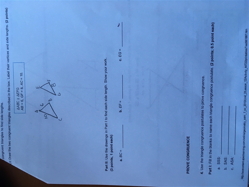 Use the drawing in Part l to find each side length. Show your work.-example-1