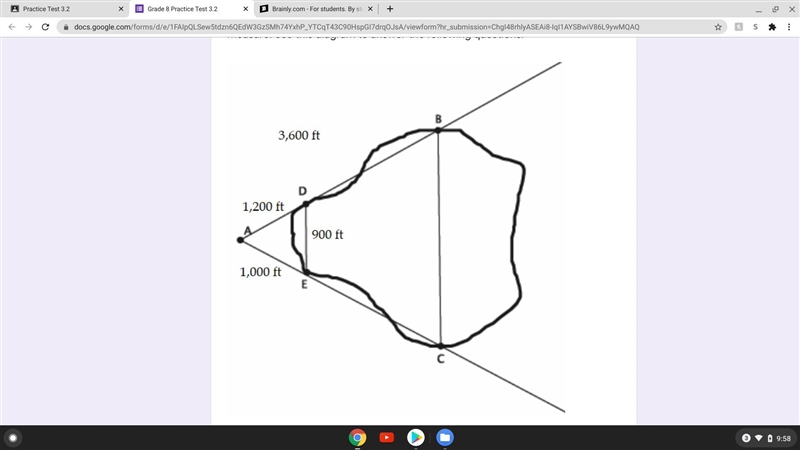 A geologist wants to determine the distance across the widest part of a nearby lake-example-1