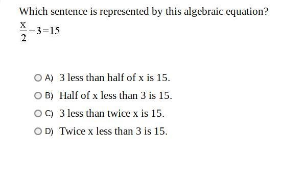 Which sentence is represented by this algebraic equation?-example-1