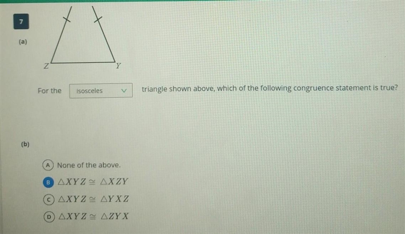 The top angle is angle X, but the question is "which of the following congruence-example-1