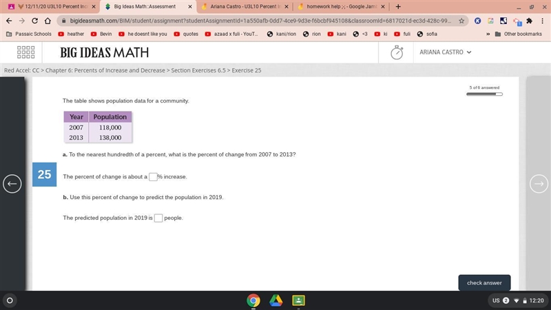 The table shows population data for a community.-example-1