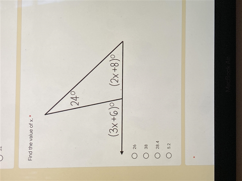 Ok so I wanna know how to solve this. Is it like (3x+6)+24=(2x+8) or like (3x+6)+(2x-example-1