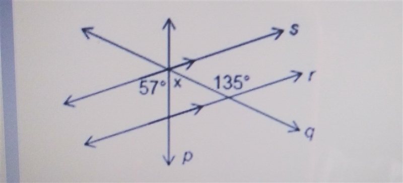 What's the value of x in the figure? A) 78° B) 57° C) 76° D) 33°-example-1