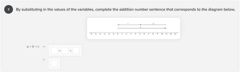 By substituting in the values of the variables, complete the addition number sentence-example-1