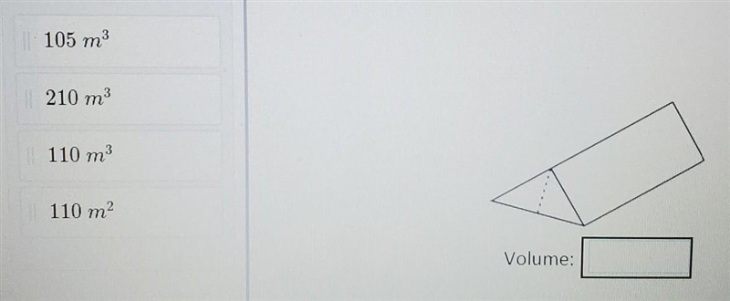 Determine the volume of the 3-D solid below. The base has a height of 6 m and a length-example-1