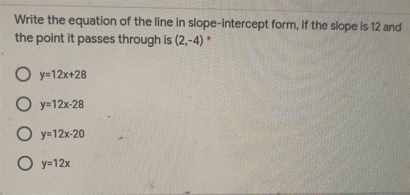 Write the equation of the line in slope-intercept form, if the slope is 12 and the-example-1