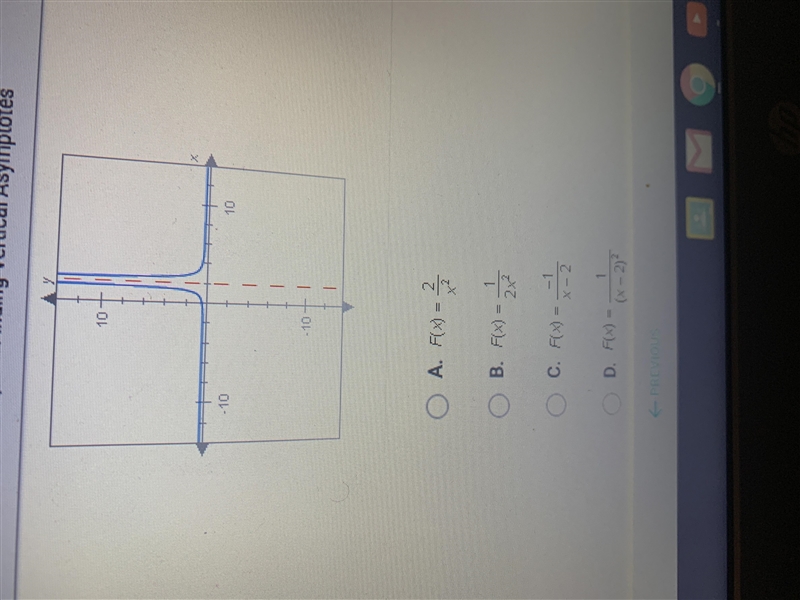 Which of the following rational functions is graphed below?-example-1