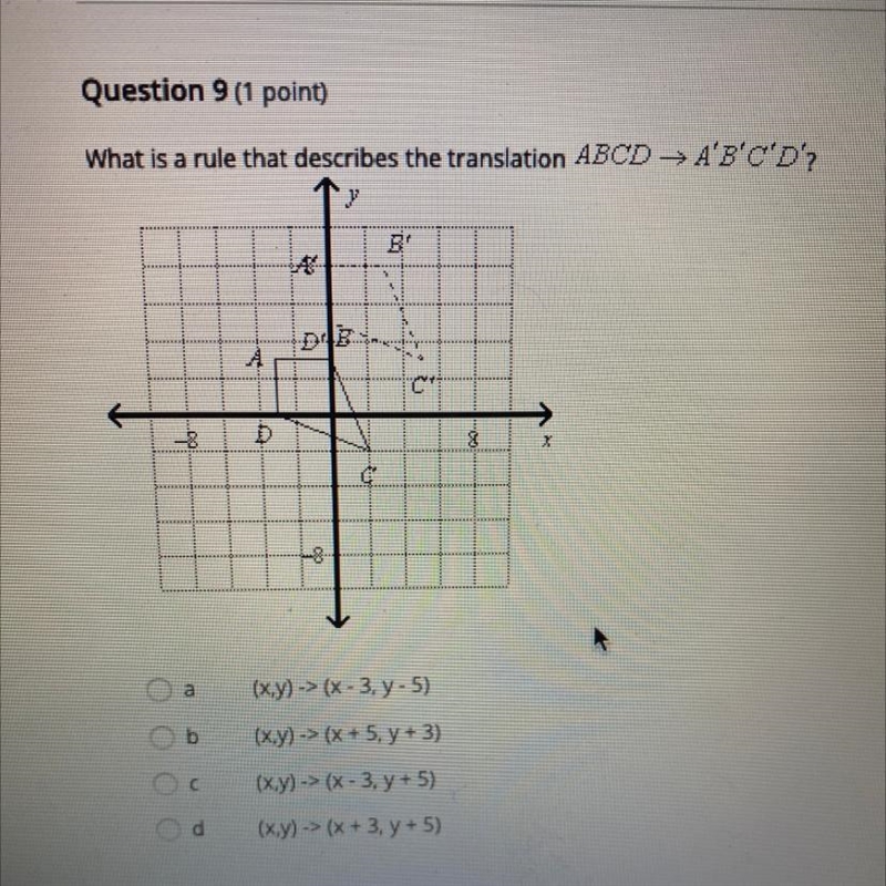 What is a rule that describes the translation ABCD —> A’ B’ C’ D’-example-1