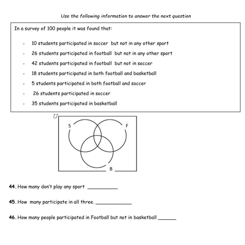 If you know how to do word problems for set theory math 30 please help!! real answers-example-1