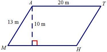 Quadrilateral MATH is a parallelogram. The perimeter of MATH is _____. A. 60 m B. 66 m-example-1