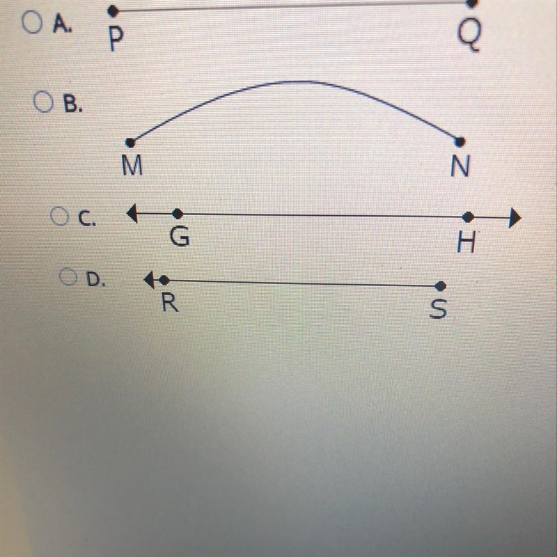 Select the line segment. A. B. C. D-example-1