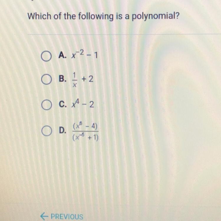 Which of the following is a polynomial?-example-1