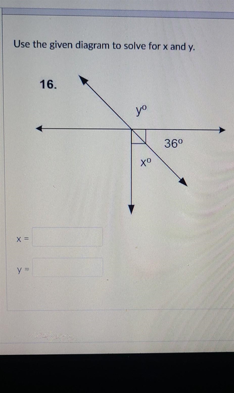 Use the diagram to solve x and y​-example-1