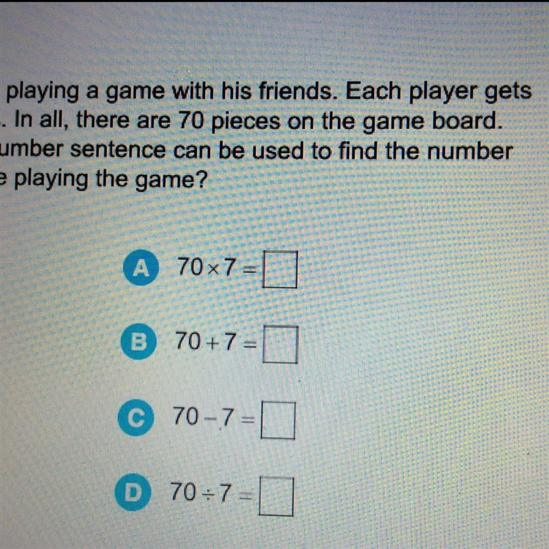 Oliver is playing a game with his friends. Each player gets 7 pieces. In all, there-example-1