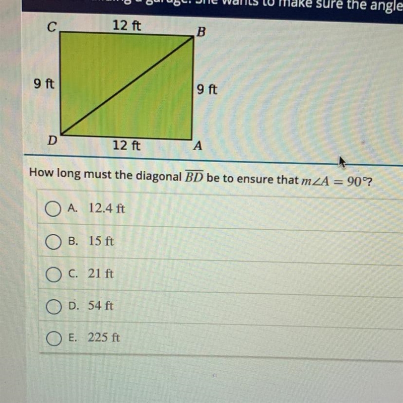 HELP ASAP Gloria is building a garage she wants to ensure that the angle of corner-example-1