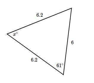 Find the value of x in the triangle shown below.-example-1