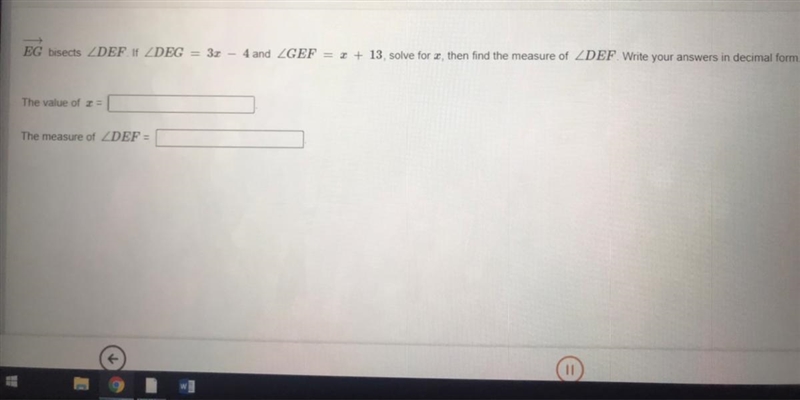 Solve for X then find the measure of DEF. Write your answers in decimal form.-example-1