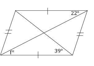 What is the measure of angle f? 22 39 61 32-example-1