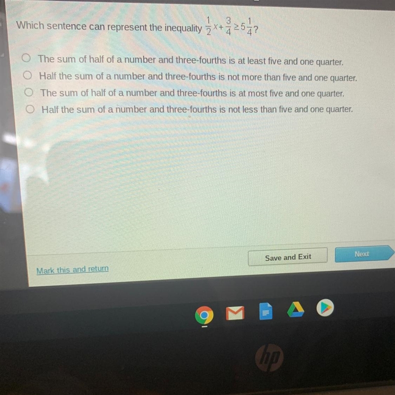 HELPP PLEASE 12 POINTS !! Which sentence can represent the inequality ?-example-1