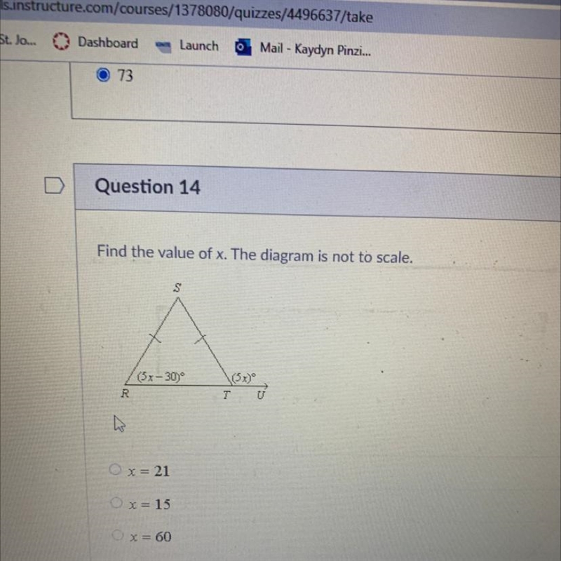 Find the values of x diagram is not to scale-example-1