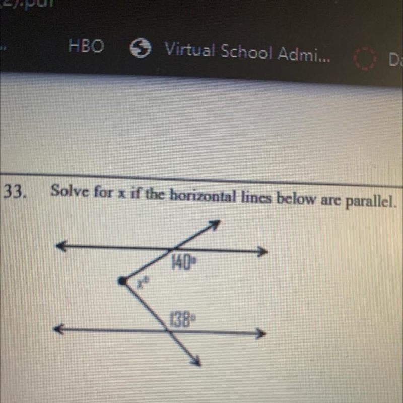 Solve for x if the horizontal lines below are parallel. fo-example-1