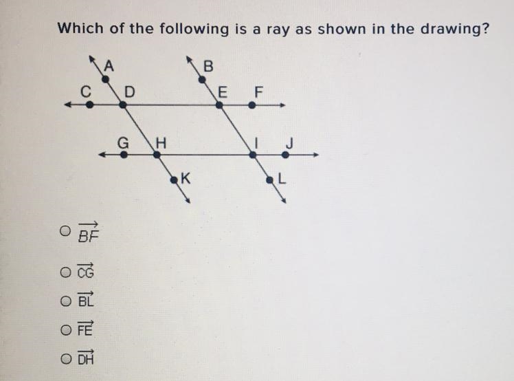 Which of the following is a ray as shown in the drawing?-example-1