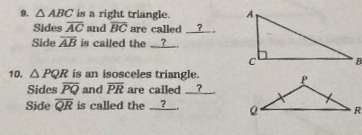 can someone check to see if im correct? for #9 i got sides AC and BC are called legs-example-1