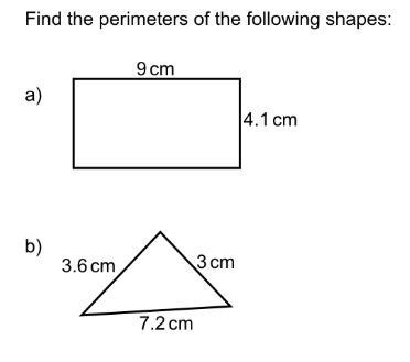 Find the perimeters of the following shapes-example-1