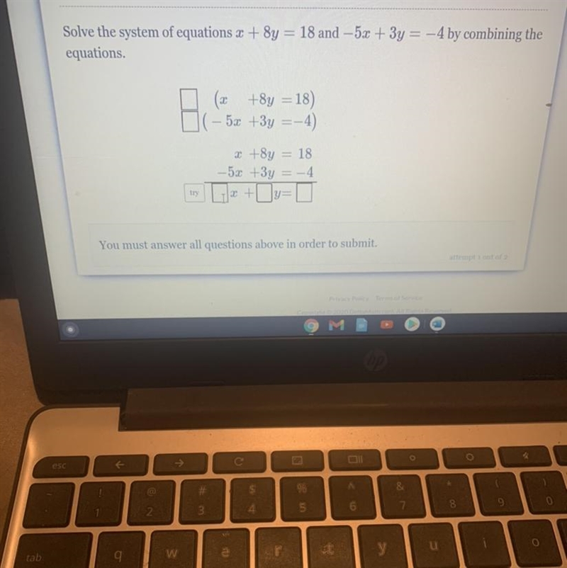 Solve these equations using Elimination-example-1