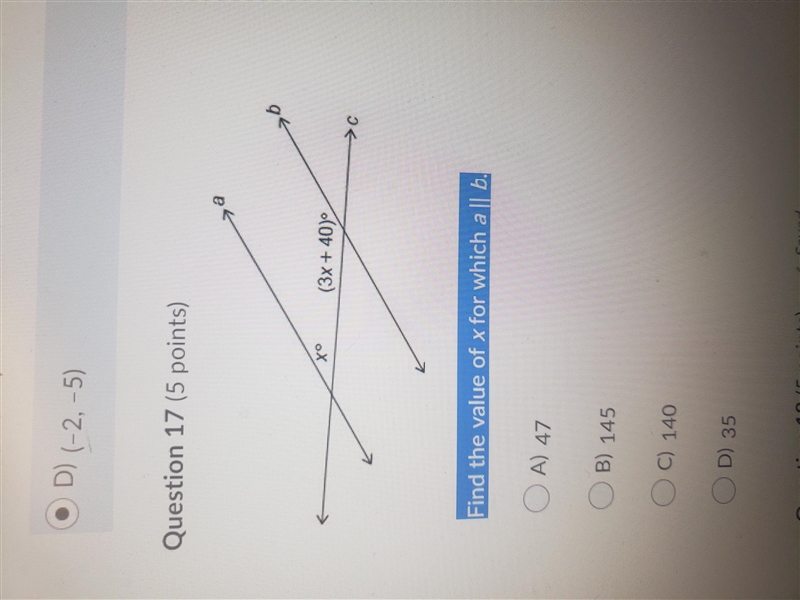 Find the value of x for which a ll b-example-1