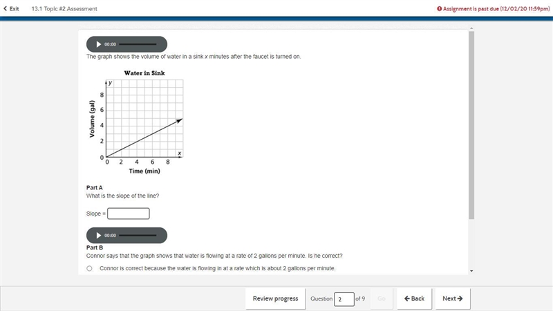 The graph shows the volume of water in a sink x minutes after the faucet is turned-example-1