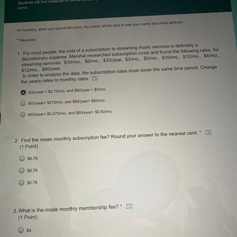 Find the mean monthly subscription fee? Round your answer to the nearest cent. $8.78 $6.78 $5.78-example-1