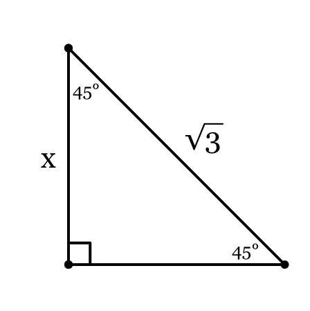 Find the length of side x in simplest radical form with a rational denominator.-example-1