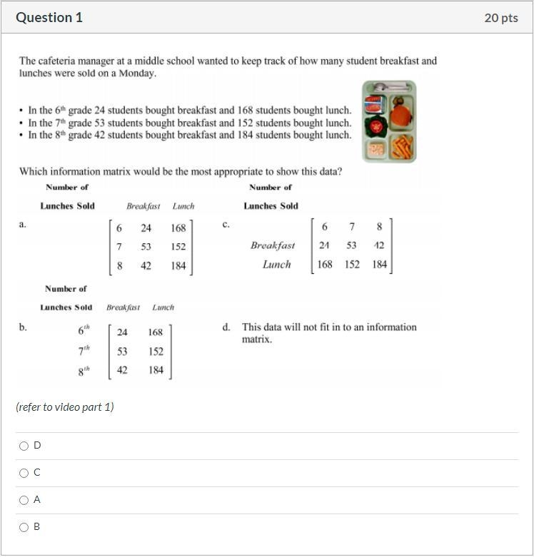 Please help! Correct answer only, please! The cafeteria manager at a middle school-example-1