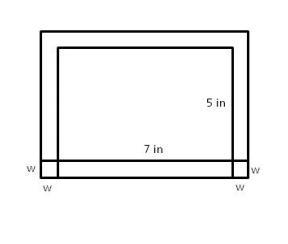 9) A 5 inch by 7 inch picture has a frame surrounding it on all four sides of width-example-1