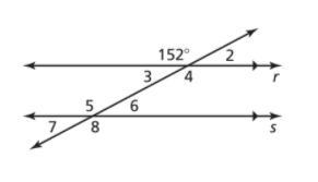 Use the figure to find the measure of the angle. Explain your reasoning. 1. ∠4 2. ∠5 3. ∠8 4. ∠6-example-1