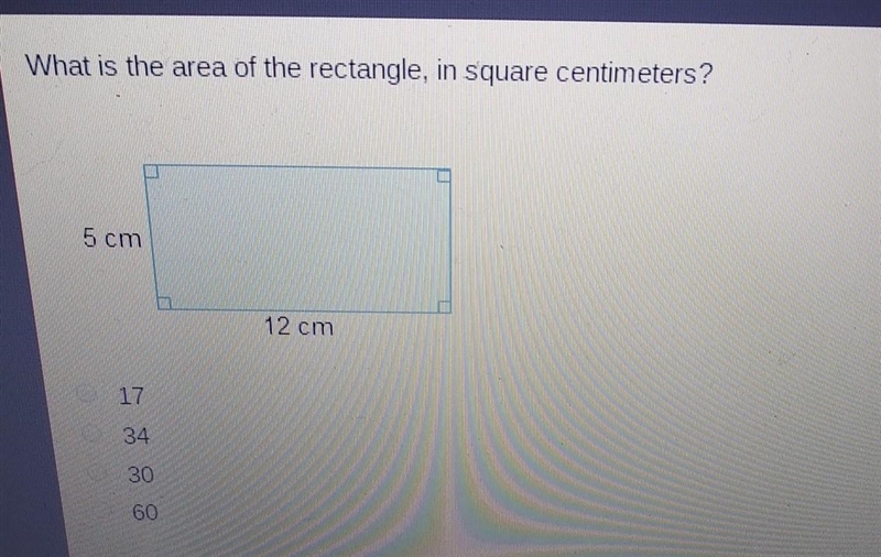 What is the area of the rectangle, in square centimeters? 5 cm 12 cm 8​-example-1