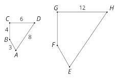 Quadrilateral EFGH is a scaled copy of quadrilateral ABCD. Select all of the true-example-1