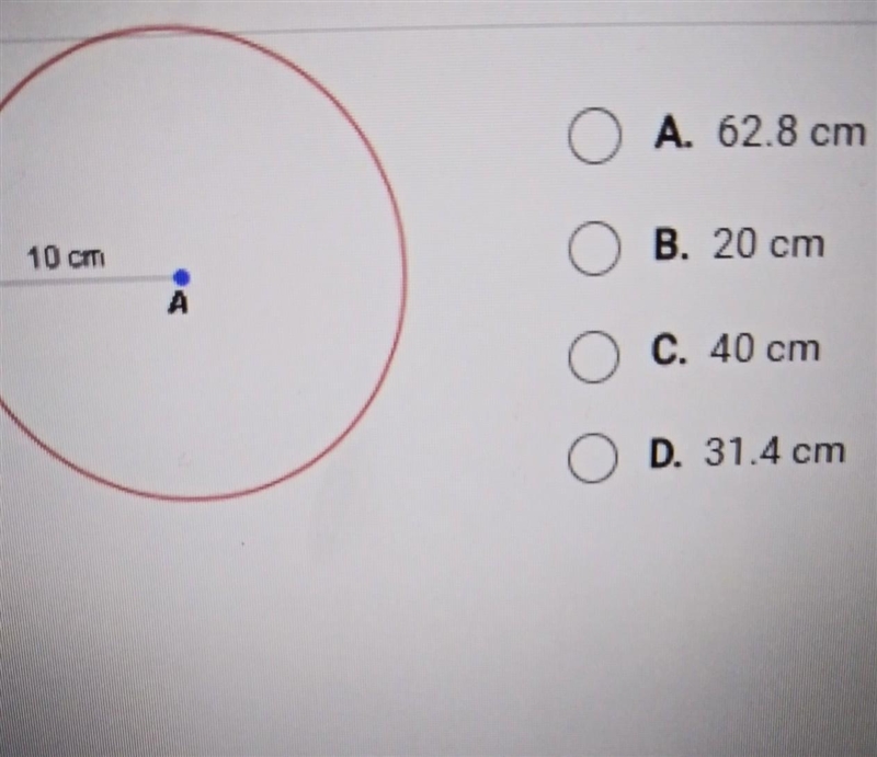 What is the approximate circumference pf the circle shown below?​-example-1